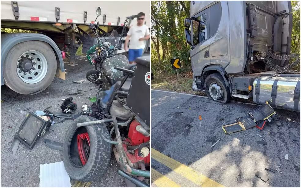 IMG 8040 Mulher morre após batida entre triciclo e carreta e homem gravemente ferido na BR-354, em Caxambu